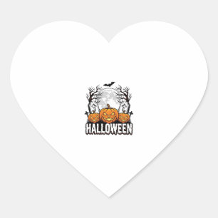 Halloween-Friedhof-Kürbis-Vintage-Stich-Design Herz-Aufkleber