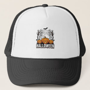 Halloween-Friedhof-Kürbis-Vintage-Stich-Design Truckerkappe