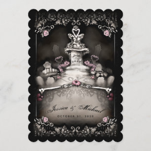 Halloween-Friedhof-Liebe "Zusammen mit" Hochzeit Einladung