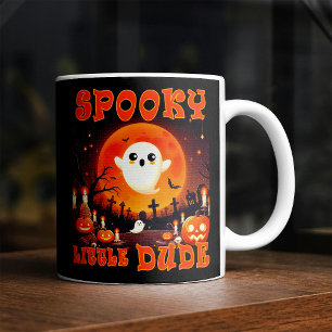 Halloween-Friedhof mit süßem Geist und riesigem Mo Kaffeetasse