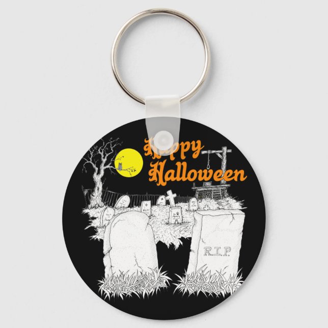 halloween Friedhof Schlüsselanhänger (Vorderseite)