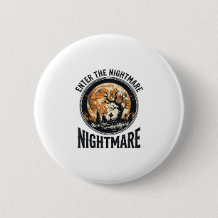 Halloween-Friedhof-Shirt Vintage-Fledermaus-Mond-D Button