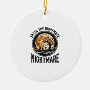 Halloween-Friedhof-Shirt Vintage-Fledermaus-Mond-D Keramik Ornament