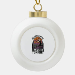 Halloween-Friedhof-Sonnenuntergang-Vintage-Gruseli Keramik Kugel-Ornament