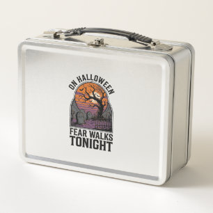 Halloween-Friedhof-Sonnenuntergang-Vintage-Gruseli Metall Brotdose