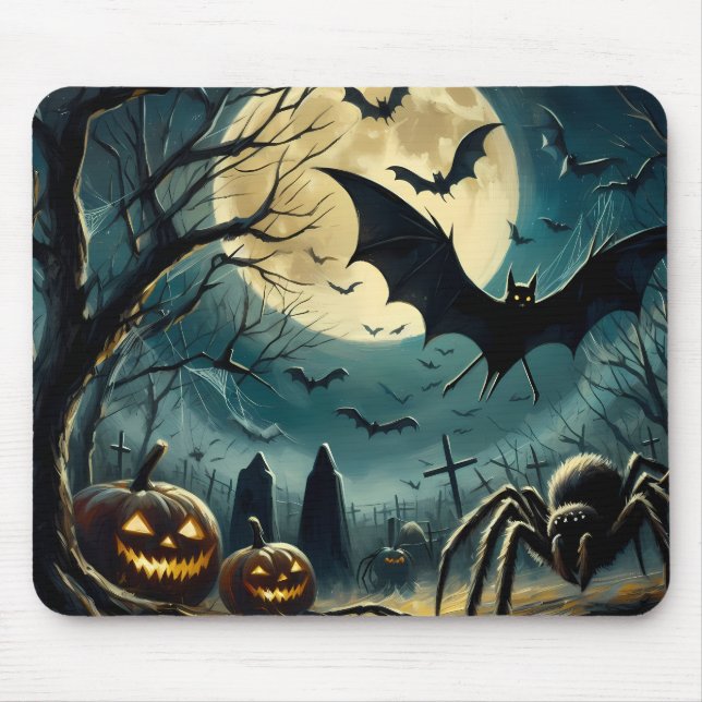 Halloween-Friedhof-Szene-Mauspad Mousepad (Vorne)