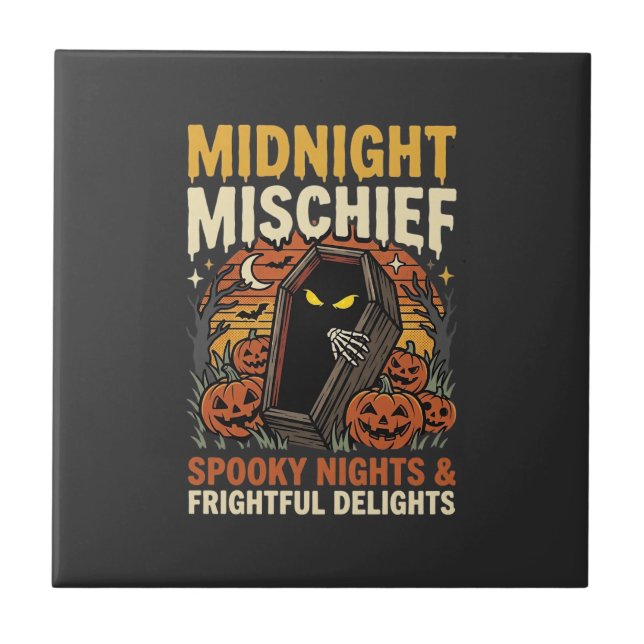 Halloween-Friedhofs-Schabernack Fliese (Vorderseite)