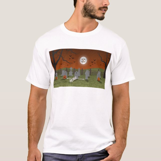 Halloween: Friedhofs-Szene: T-Shirt (Vorderseite)