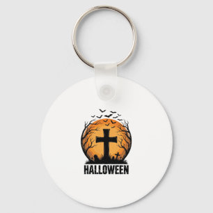 Halloween-Friedhofsfledermäuse Vintage-Mond-Shirt- Schlüsselanhänger