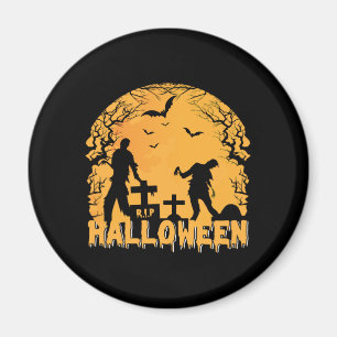 Halloween-Friedhofszene mit Zombien, Fledermäusen Magnet