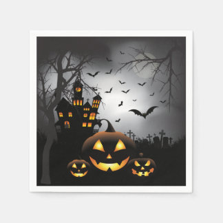 Halloween Friedhofszenen Kürbishaus Spuk Serviette