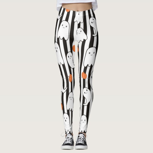 Halloween Friendly Ghost und Kürbismuster Leggings (Vorderseite)