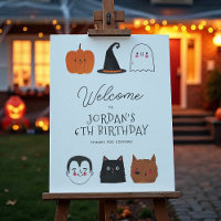 Halloween Friends Modern Birthday Willkommenszeich