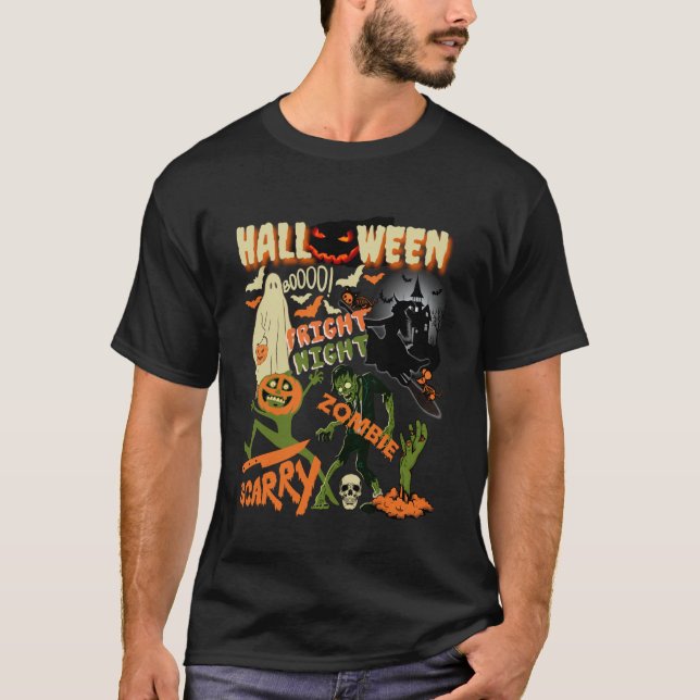 Halloween Fright Night Zombie Beängstigend Pumpkin T-Shirt (Vorderseite)