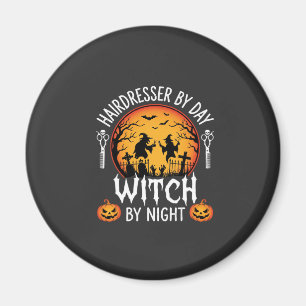 Halloween-Friseur bei Tag, Hexe bei Nacht Magnet