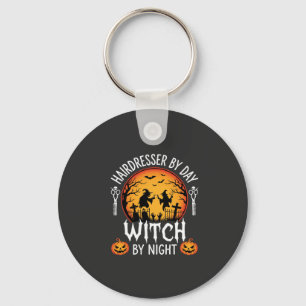 Halloween-Friseur bei Tag, Hexe bei Nacht Schlüsselanhänger