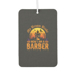 Halloween-Friseur-Hexe-Besen-Zerbrochenes Spukhaus Autolufterfrischer