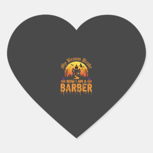 Halloween-Friseur-Hexe-Besen-Zerbrochenes Spukhaus Herz-Aufkleber