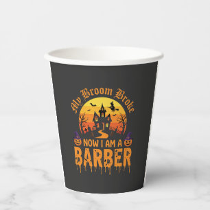 Halloween-Friseur-Hexe-Besen-Zerbrochenes Spukhaus Pappbecher