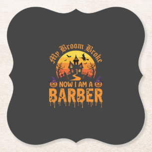 Halloween-Friseur-Hexe-Besen-Zerbrochenes Spukhaus Untersetzer