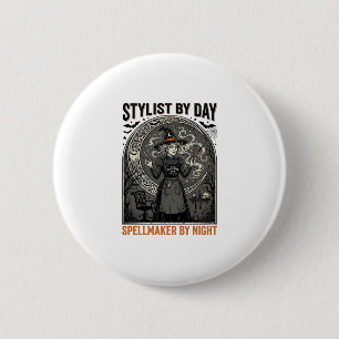 Halloween-Friseur Hexe Vintage-Salon Magie De Button