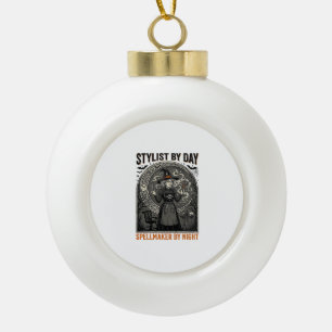 Halloween-Friseur Hexe Vintage-Salon Magie De Keramik Kugel-Ornament