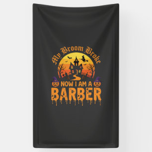 Halloween Friseur Hexen Besen Zerbrochen Spukhaus Banner