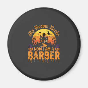 Halloween Friseur Hexen Besen Zerbrochen Spukhaus Magnet