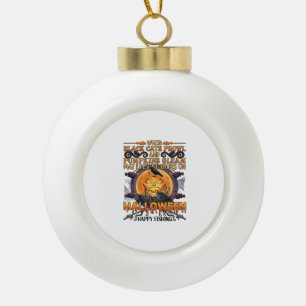 Halloween Frohe Fischerei Schwarze Katzen Kürbisse Keramik Kugel-Ornament