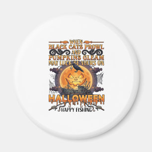 Halloween Frohe Fischerei Schwarze Katzen Kürbisse Magnet
