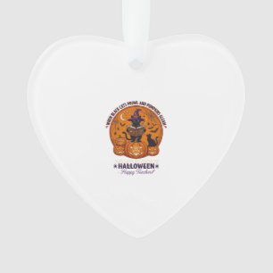 Halloween Froher Lehrer Schwarze Katze Hexenhut Kü Ornament