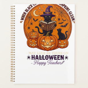 Halloween Froher Lehrer Schwarze Katze Hexenhut Kü Planer