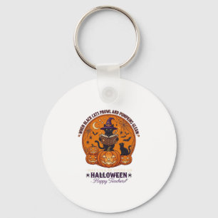 Halloween Froher Lehrer Schwarze Katze Hexenhut Kü Schlüsselanhänger