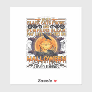 Halloween Frohes Fischen Schwarze Katzen Kürbisse Aufkleber