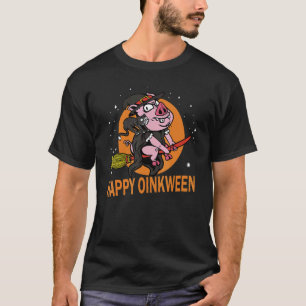 Halloween Frohes Oinkween Halloween Schwein Hexe u T-Shirt
