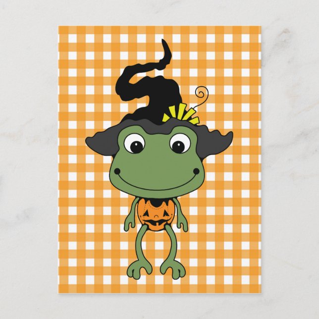 Halloween Froschhexe Postkarte (Vorderseite)