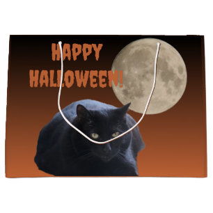 Halloween Full Moon Black Cat Große Geschenktüte