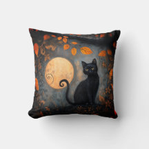 Halloween Full Moon Black Cat Verzierter Herbst