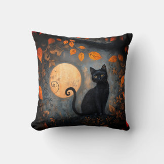 Halloween Full Moon Black Cat Verzierter Herbst Kissen