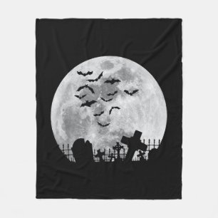 Halloween Full Moon Friedhof Graveyard Spooky Bats Fleecedecke