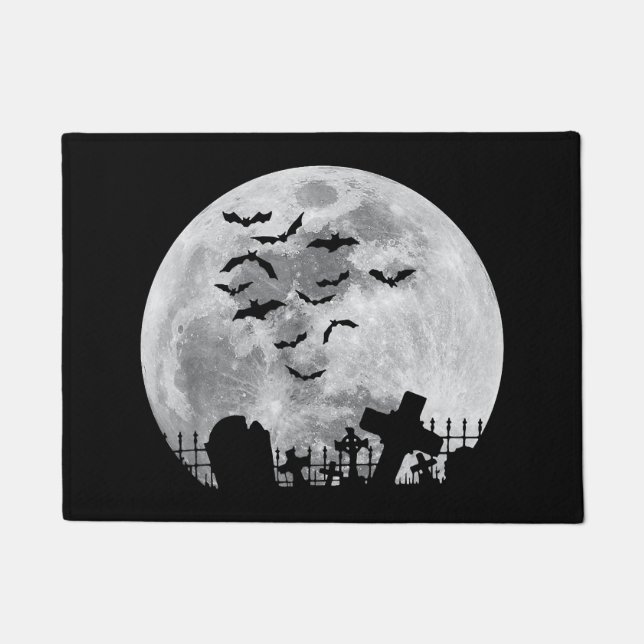 Halloween Full Moon Friedhof Graveyard Spooky Bats Fußmatte (Vorderseite)