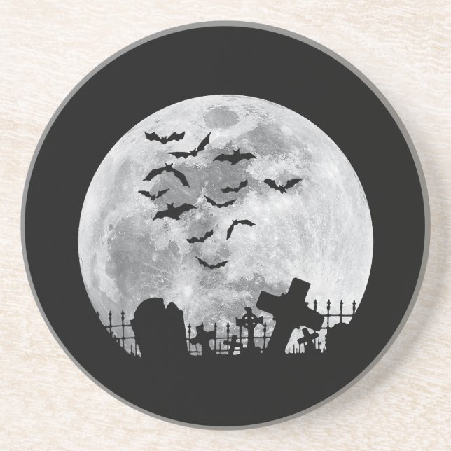 Halloween Full Moon Friedhof Graveyard Spooky Bats Getränkeuntersetzer (Vorne)