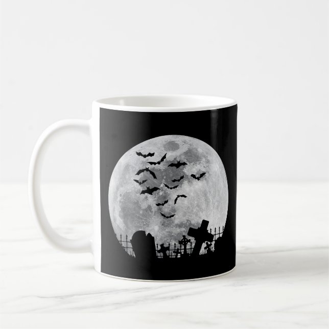 Halloween Full Moon Friedhof Graveyard Spooky Bats Kaffeetasse (Links)