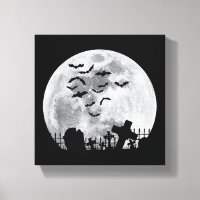 Halloween Full Moon Friedhof Graveyard Spooky Bats