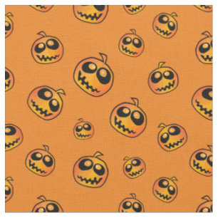 Halloween Fun Pumpkin Faces Pattern Stoff