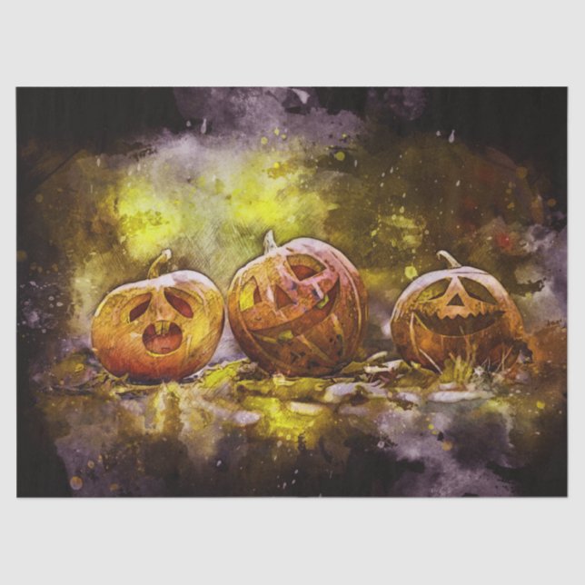 Halloween Fun Pumpkins Dekoupage Tissue Paper Seidenpapier (Vorderseite)