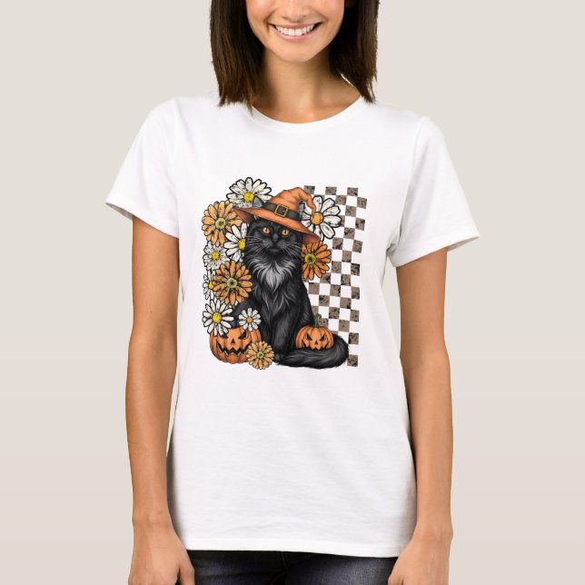 Halloween Fun T - Shirt - Black Cat (Vorderseite)