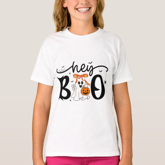 Halloween Fun T - Shirt - Hey Boo (Vorderseite)