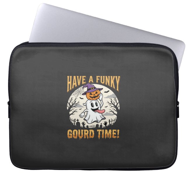 Halloween Funky Kürbis Zeit Geist Kürbis Laptopschutzhülle (Vorderseite)