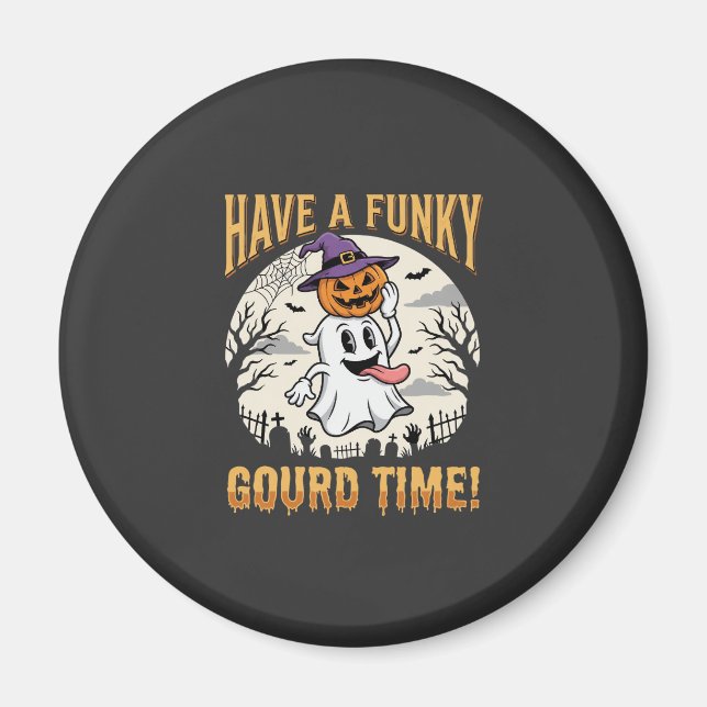 Halloween Funky Kürbis Zeit Geist Kürbis Magnet (Vorne)